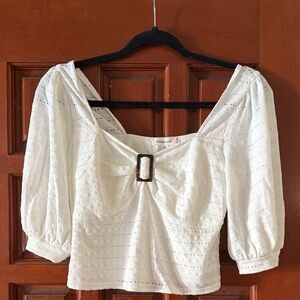 Sugarlips White Eyelet Blouse with Buckle